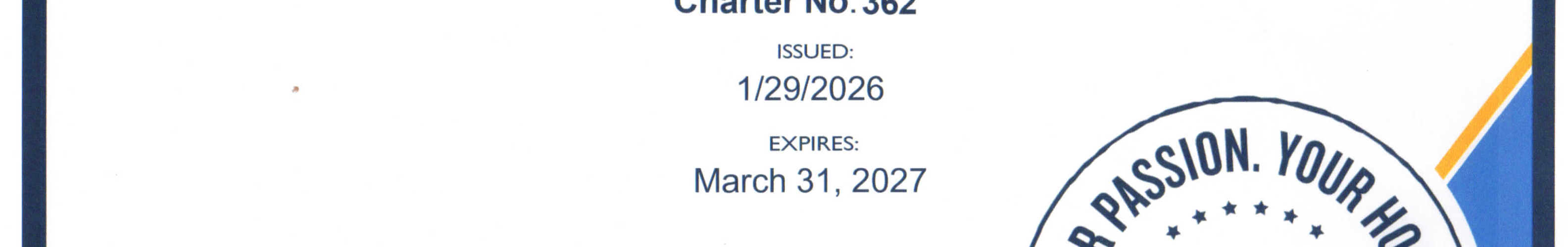 Club Charter Certificate